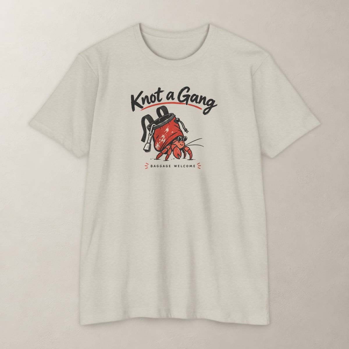 Front view of the Sand Baggage Welcome T-shirt.