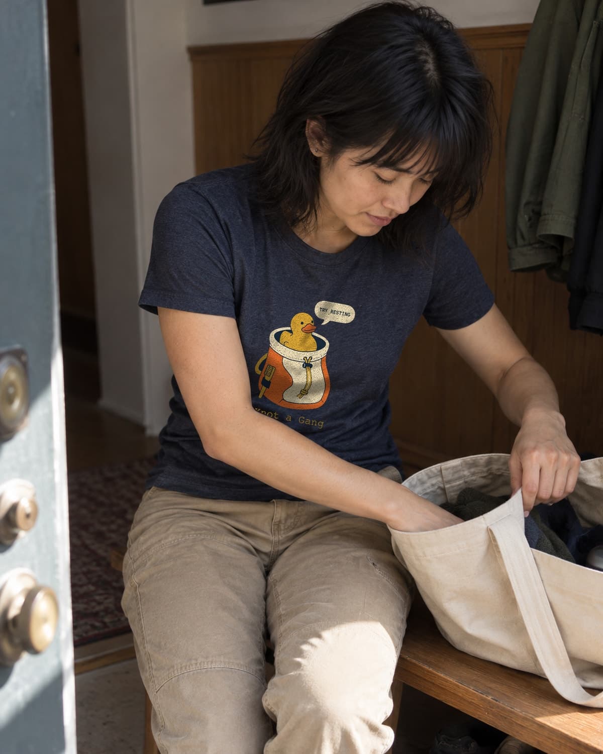 Rubber Duck Beta in Midnight Navy — women’s lifestyle photo