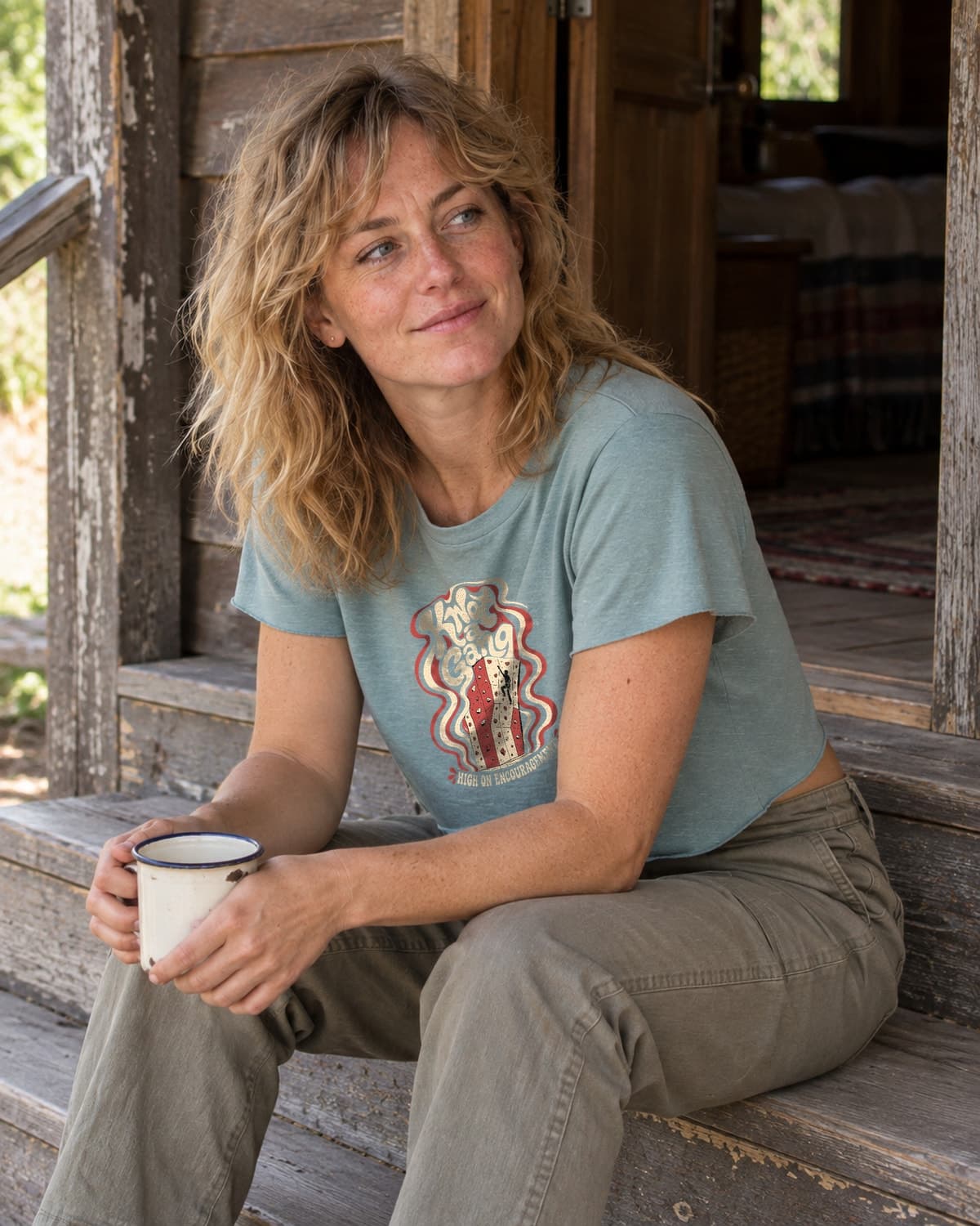 High on Encouragement in Stonewash Green — women’s lifestyle photo