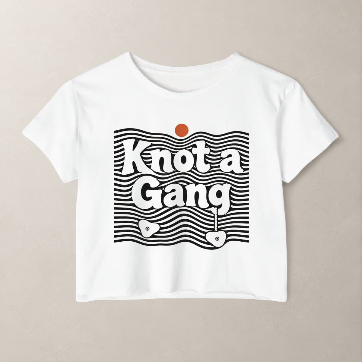 Front view of the White Double Take crop top.